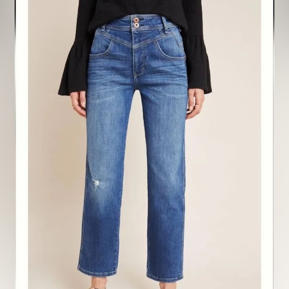 Anthropologie Pilcro Ultra High-Rise Seamed Straight Jeans size 25
